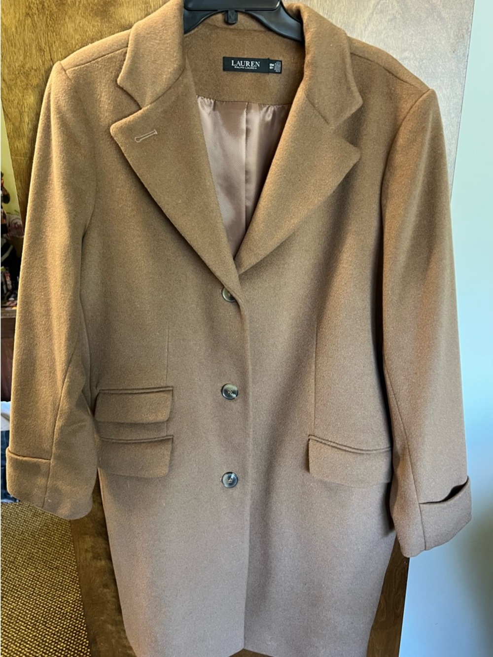 Lauren Ralph Lauren Camel Single-Breasted Wool-Blend Trench Coat